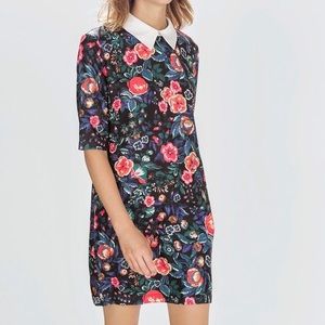 NWT Zara Floral Print Collar Baby Doll Dress
